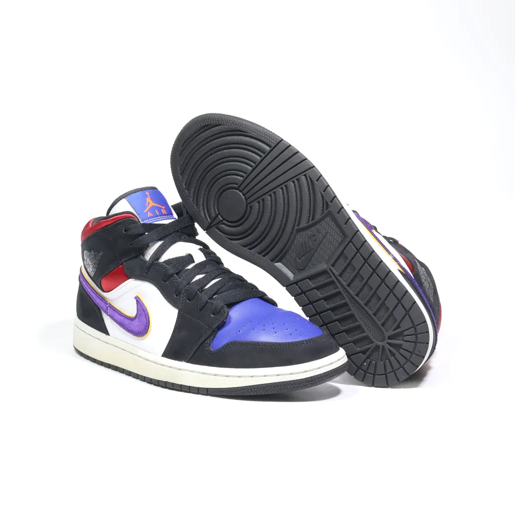 Air Jordan 1 Mids Se Rivals High-Top Sneakers Leather Black Color For Men