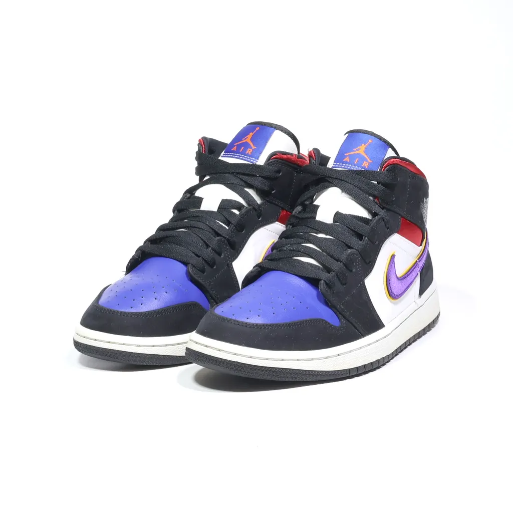 Air Jordan 1 Mids Se Rivals High-Top Sneakers Leather Black Color For Men
