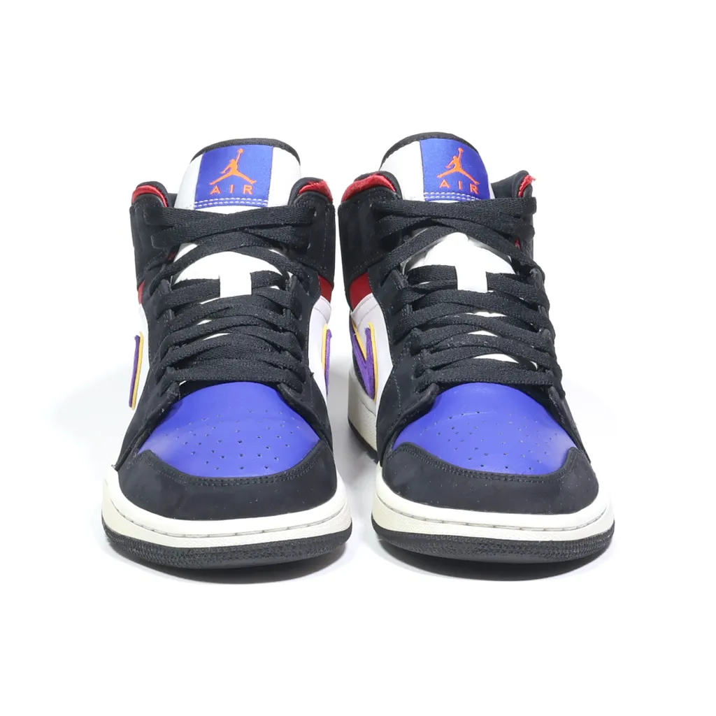 Air Jordan 1 Mids Se Rivals High-Top Sneakers Leather Black Color For Men