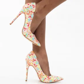 Ayushi graffiti 11.5cm high heel court white
