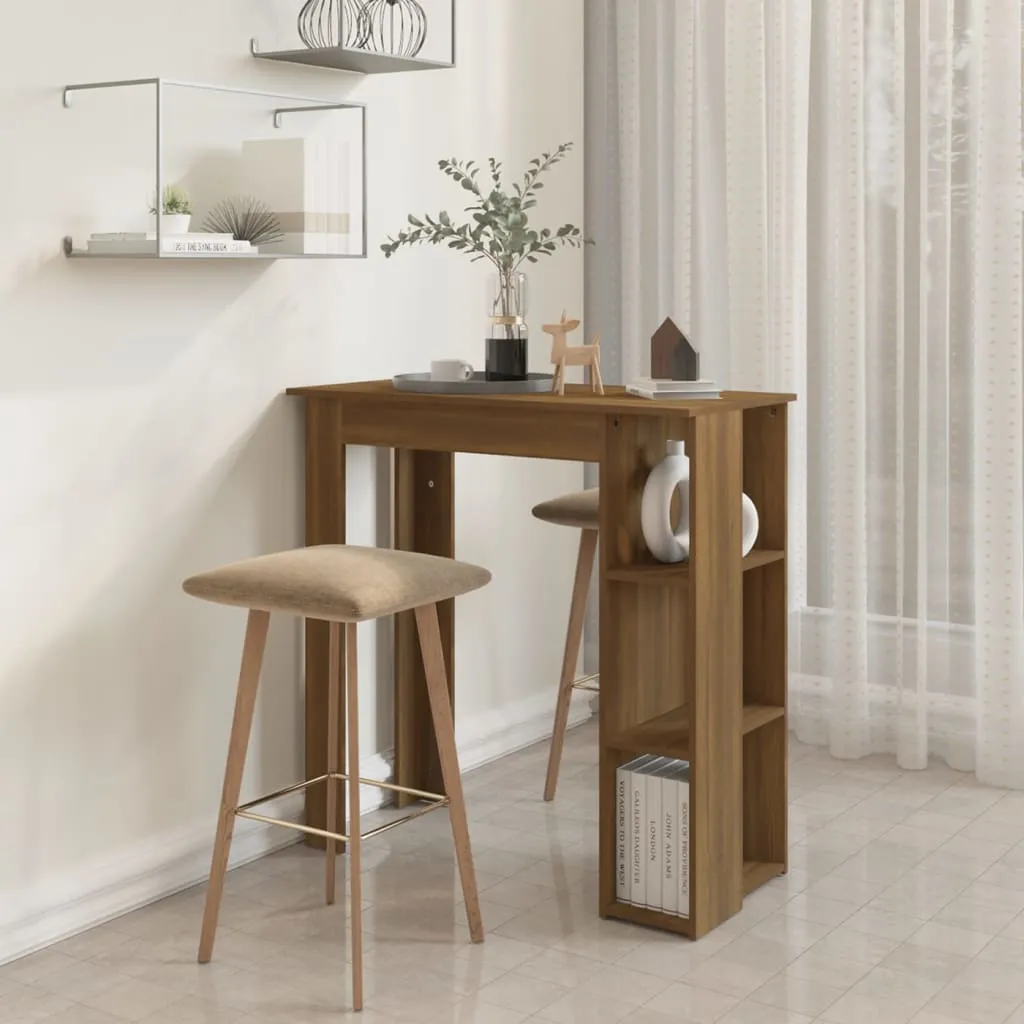 Bar Table with Shelf Brown Oak 102x50x103.5 cm Chipboard