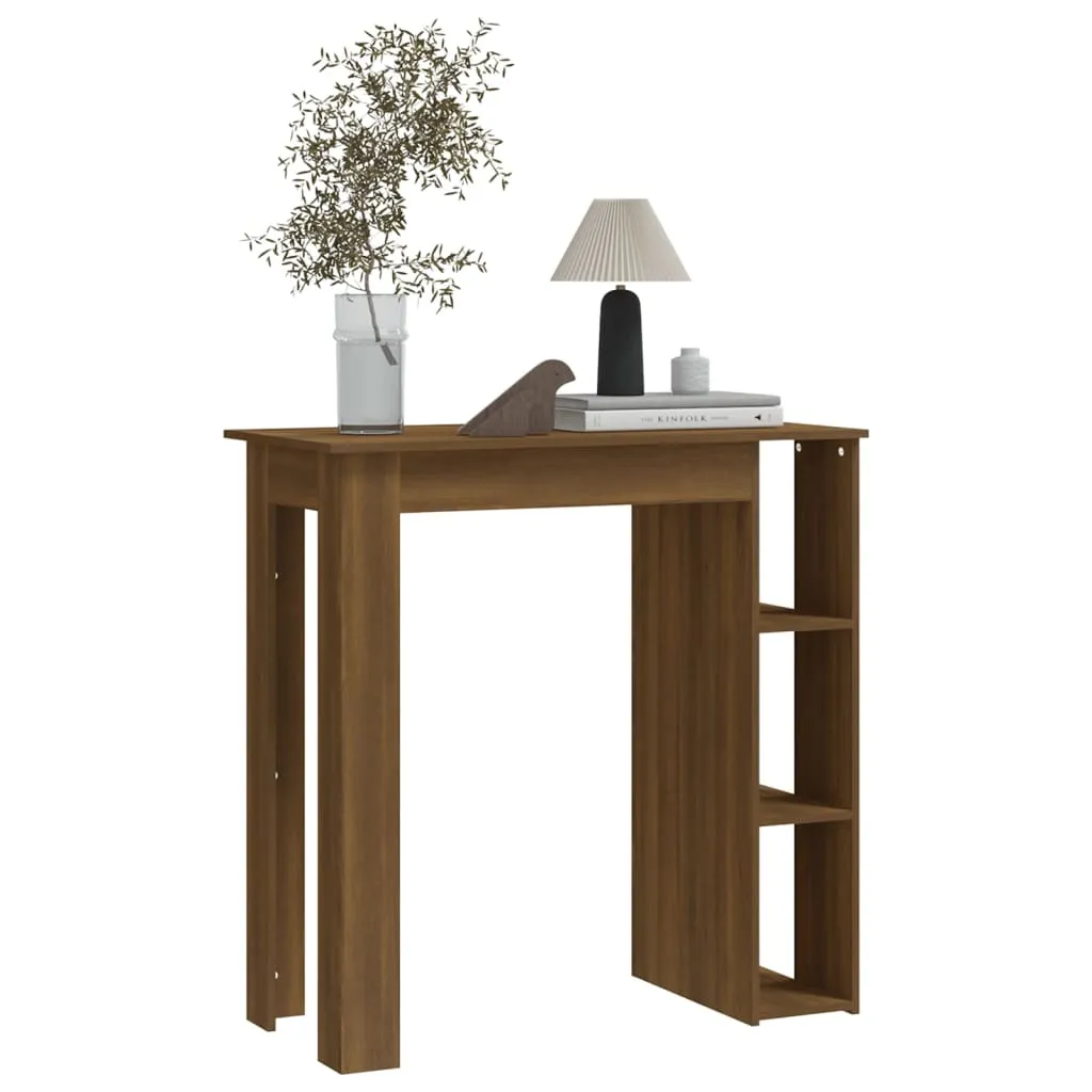 Bar Table with Shelf Brown Oak 102x50x103.5 cm Chipboard