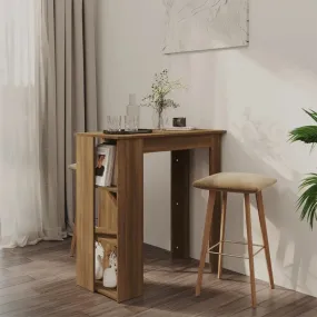 Bar Table with Shelf Brown Oak 102x50x103.5 cm Chipboard