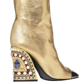 Bejeweled Wedge Laarzen met Juweelversiering