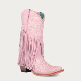 Boot Pink Fringe Glitter T0155