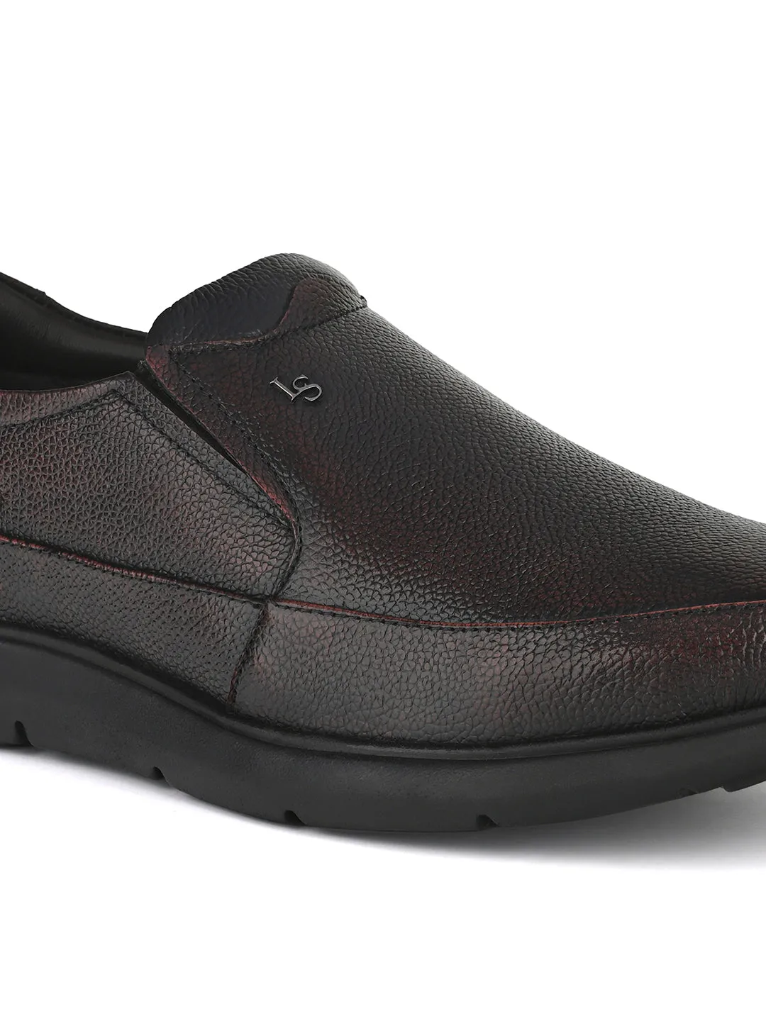 Brunette Brown Genuine Leather Slip-On Bernish Tone Moccasin Shoes