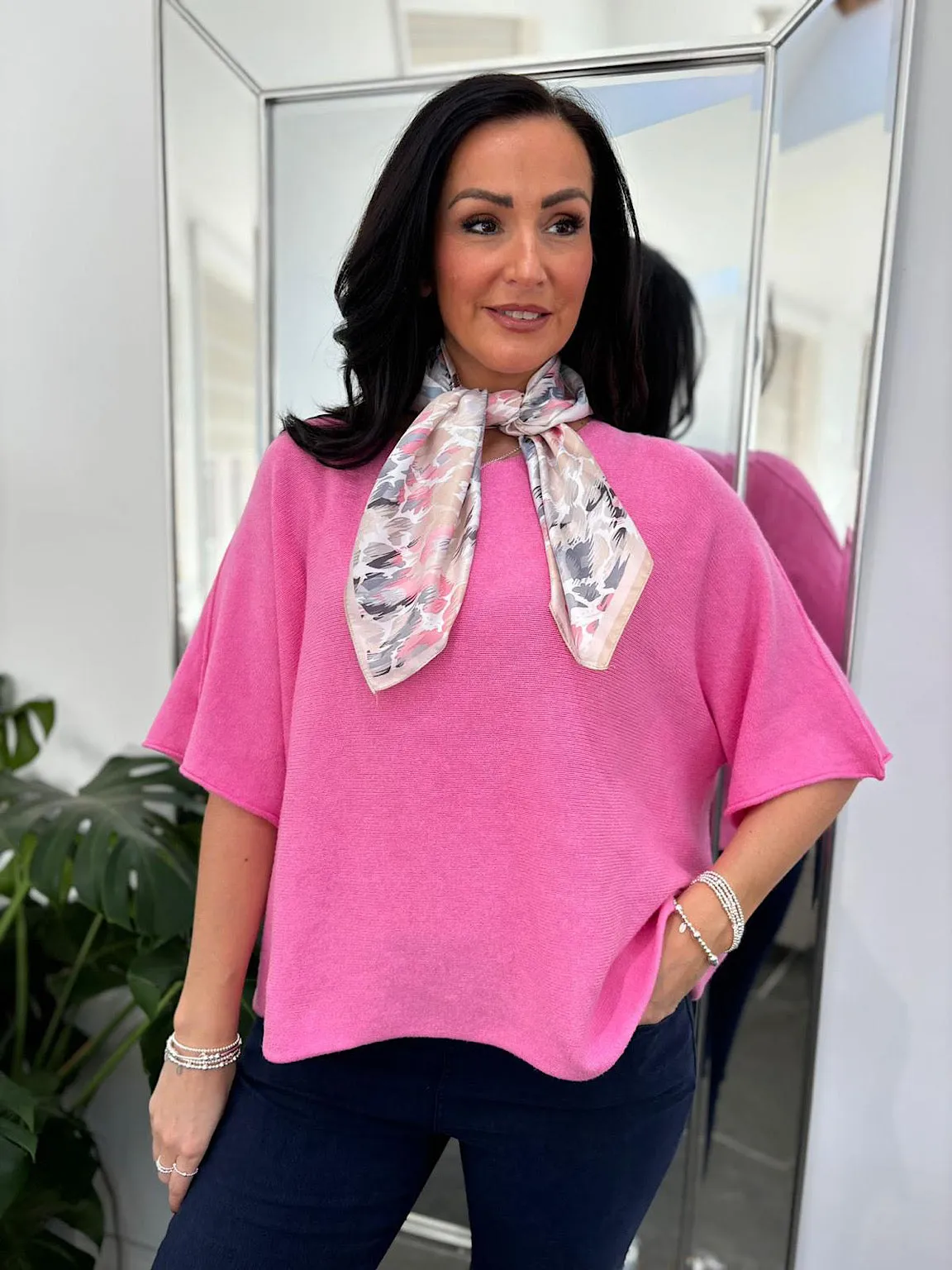 Candy Pink Reverse Seam Round Neck Diana