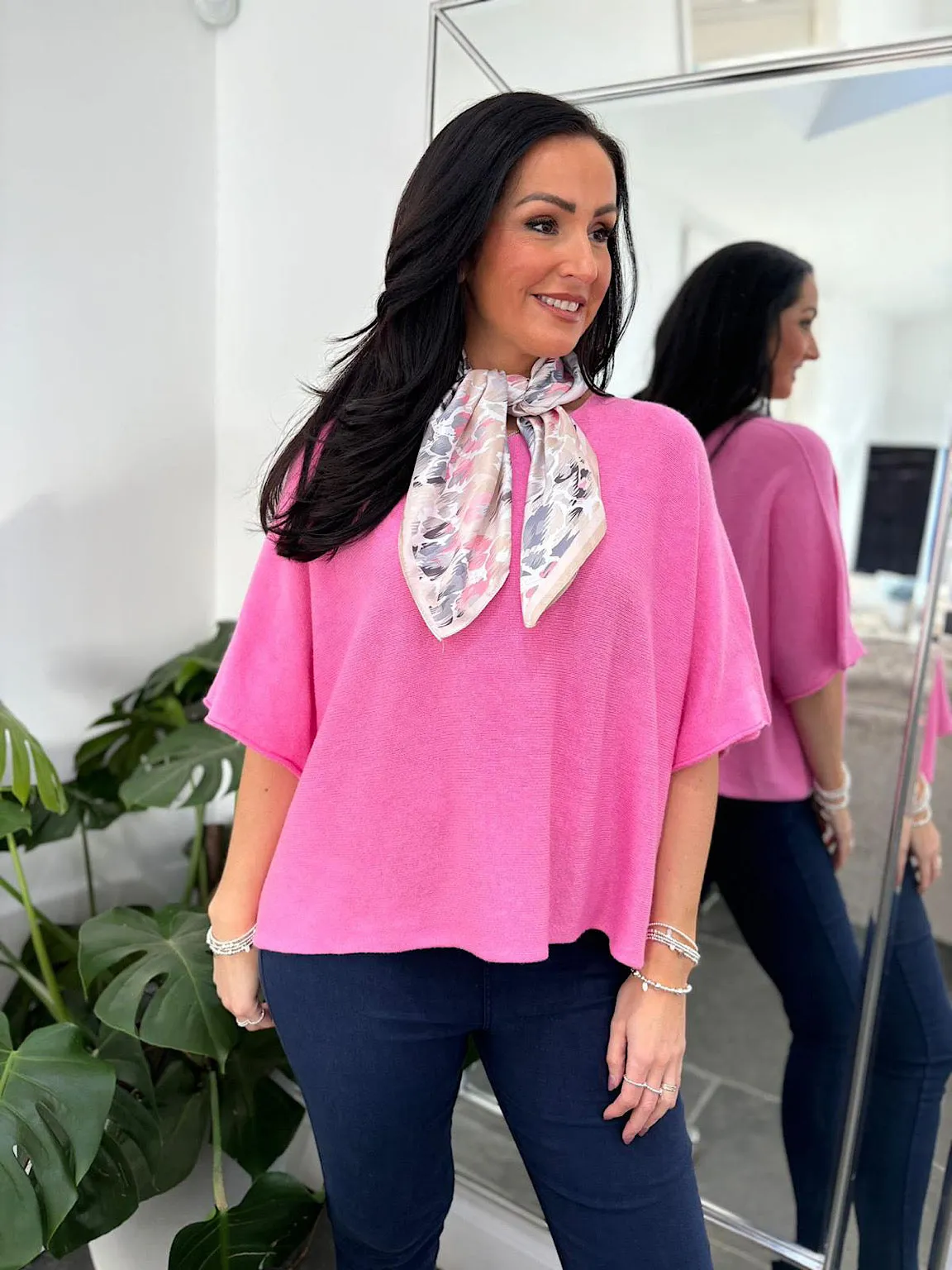 Candy Pink Reverse Seam Round Neck Diana