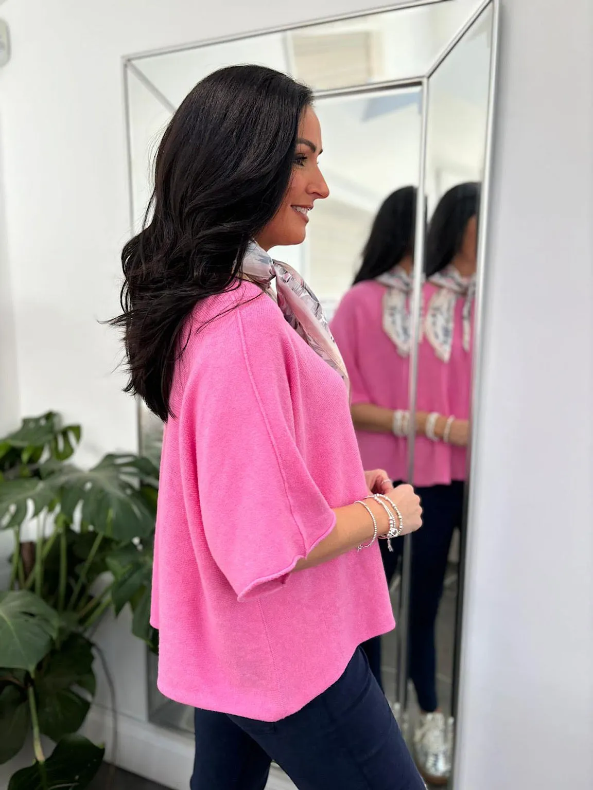 Candy Pink Reverse Seam Round Neck Diana