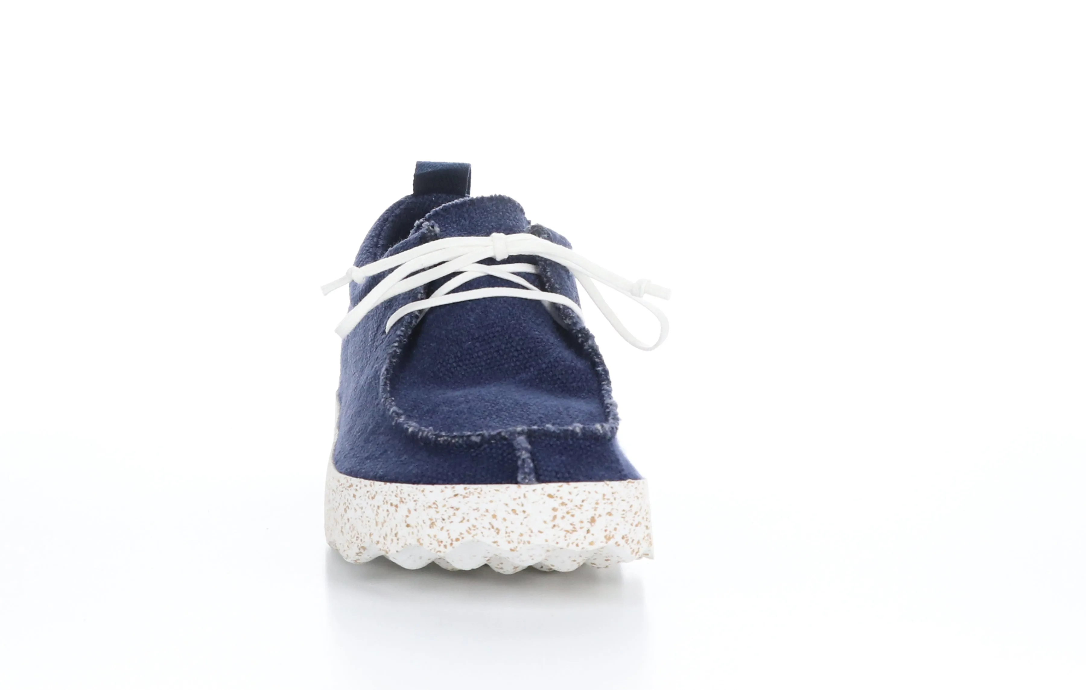 CHAT_M Navy Recycled Linen Lace-up Trainers