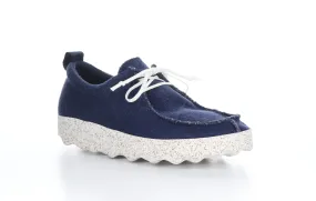 CHAT_M Navy Recycled Linen Lace-up Trainers