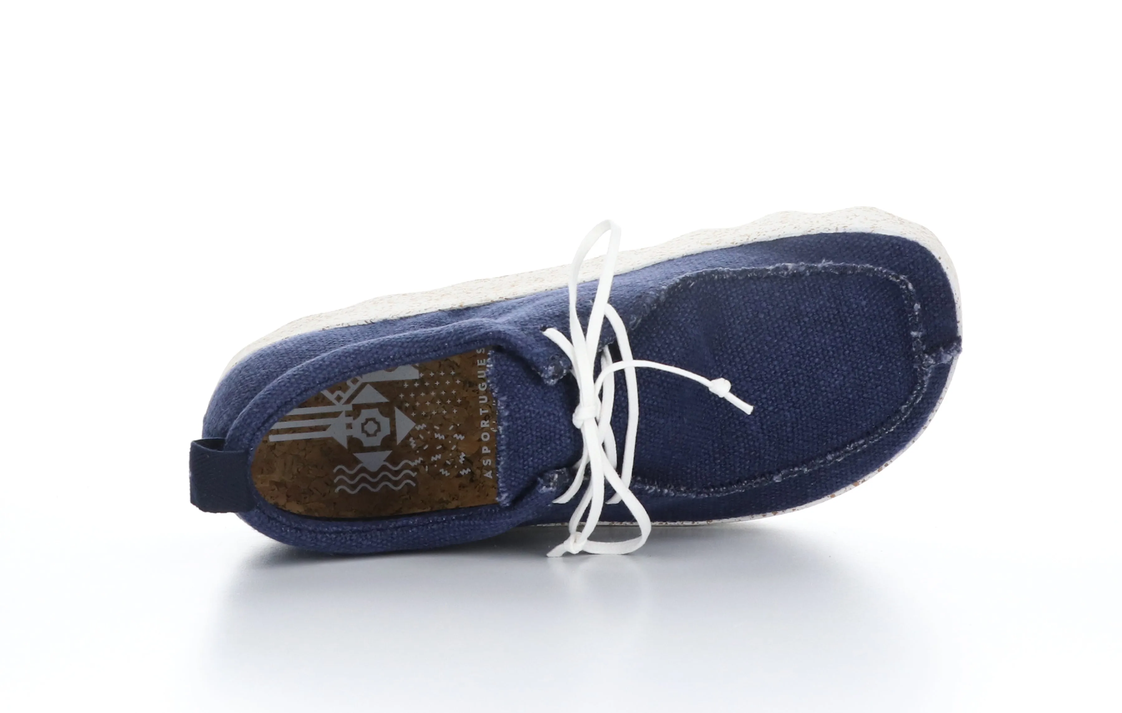 CHAT_M Navy Recycled Linen Lace-up Trainers