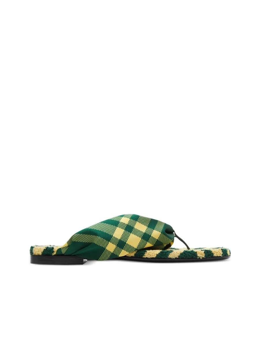 Check Pattern Thong Strap Sandals