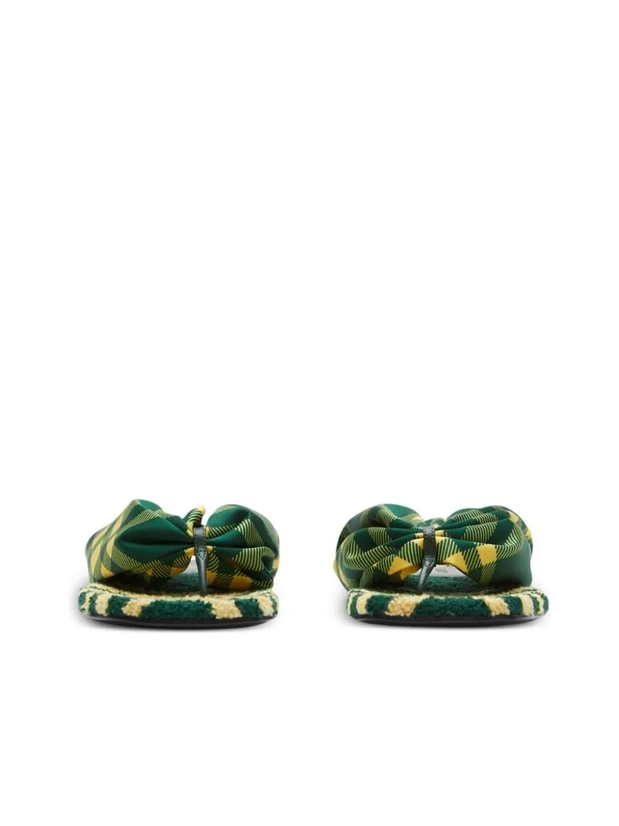 Check Pattern Thong Strap Sandals
