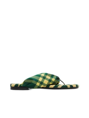 Check Pattern Thong Strap Sandals