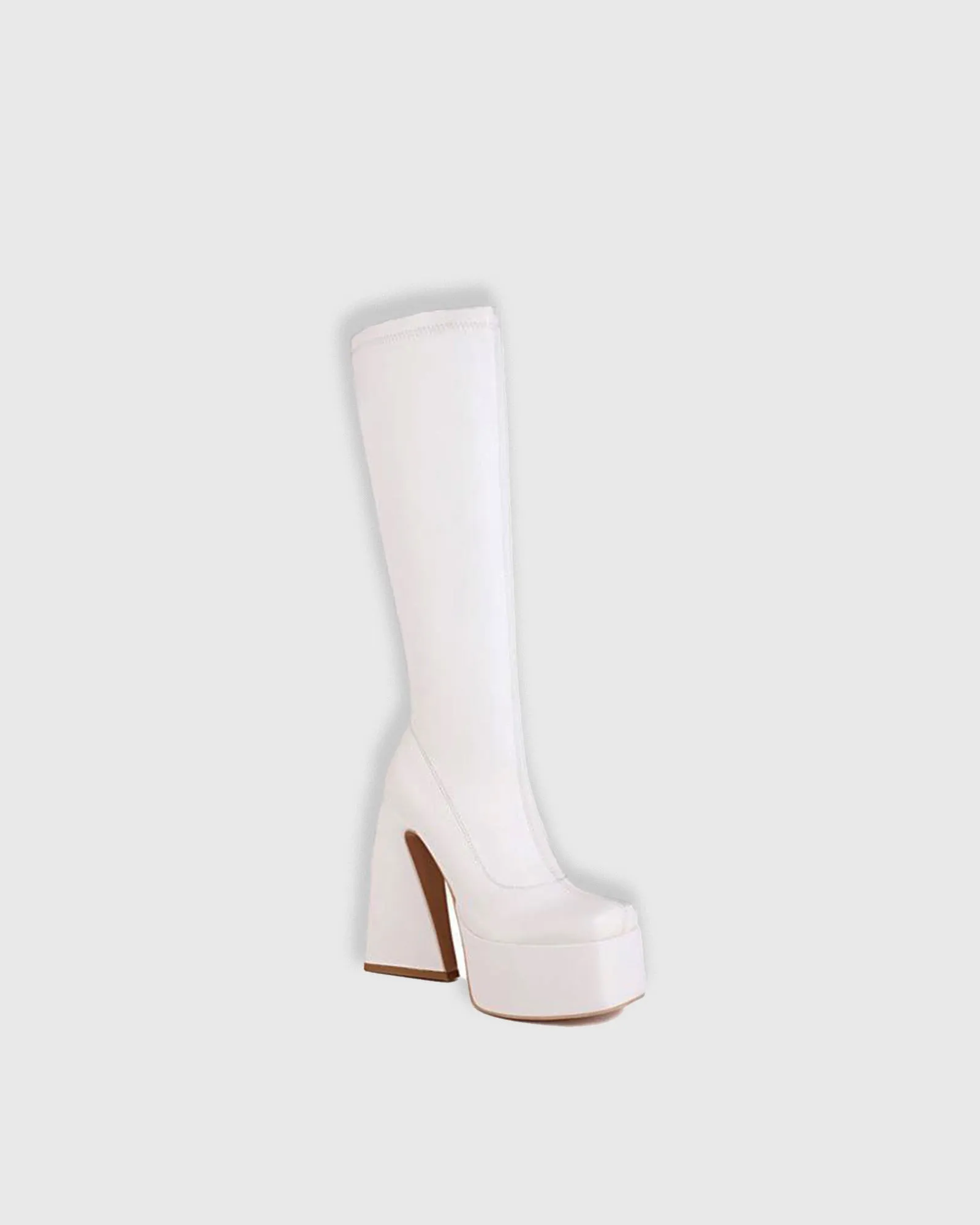 Cristiana Leather Platform Knee High Boots In White