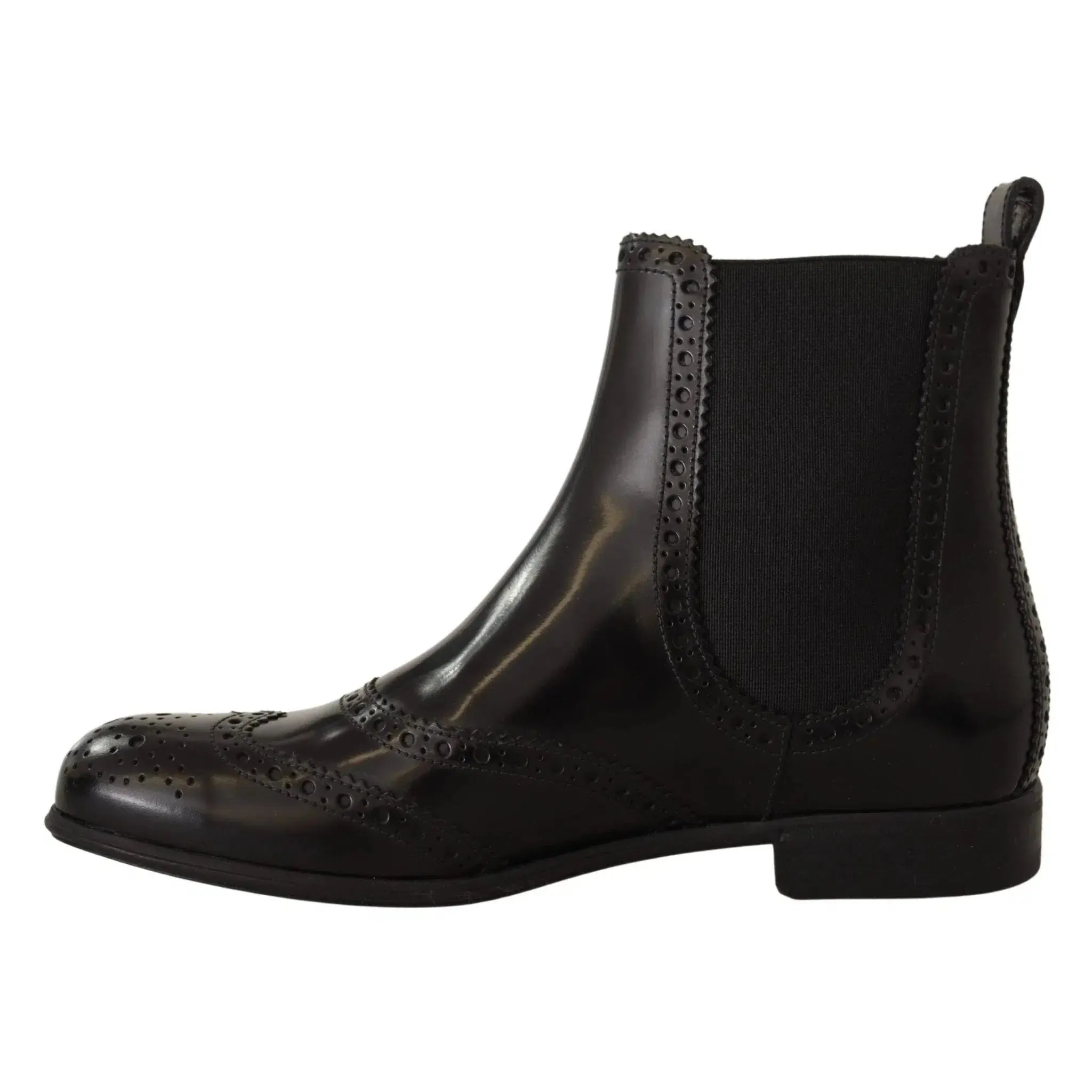 Dolce & Gabbana Elegant Black Ankle Wingtip Oxford Boots