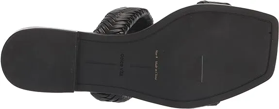 Dolce Vita Inya Black Stella Slip On Open Squared Toe Woven Straps Flats Sandals