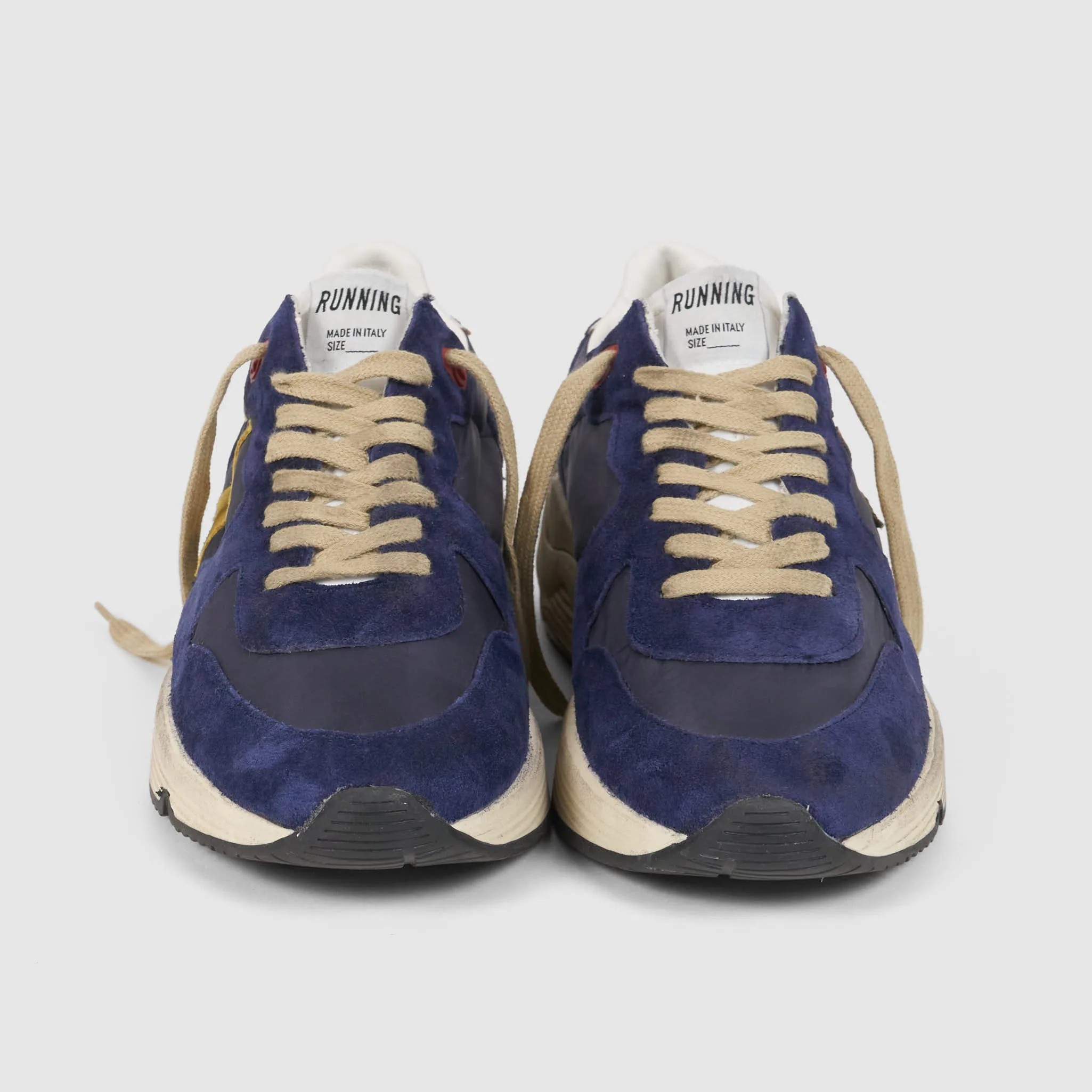 Golden Goose Running Sole Blue Mustard White Sneakers
