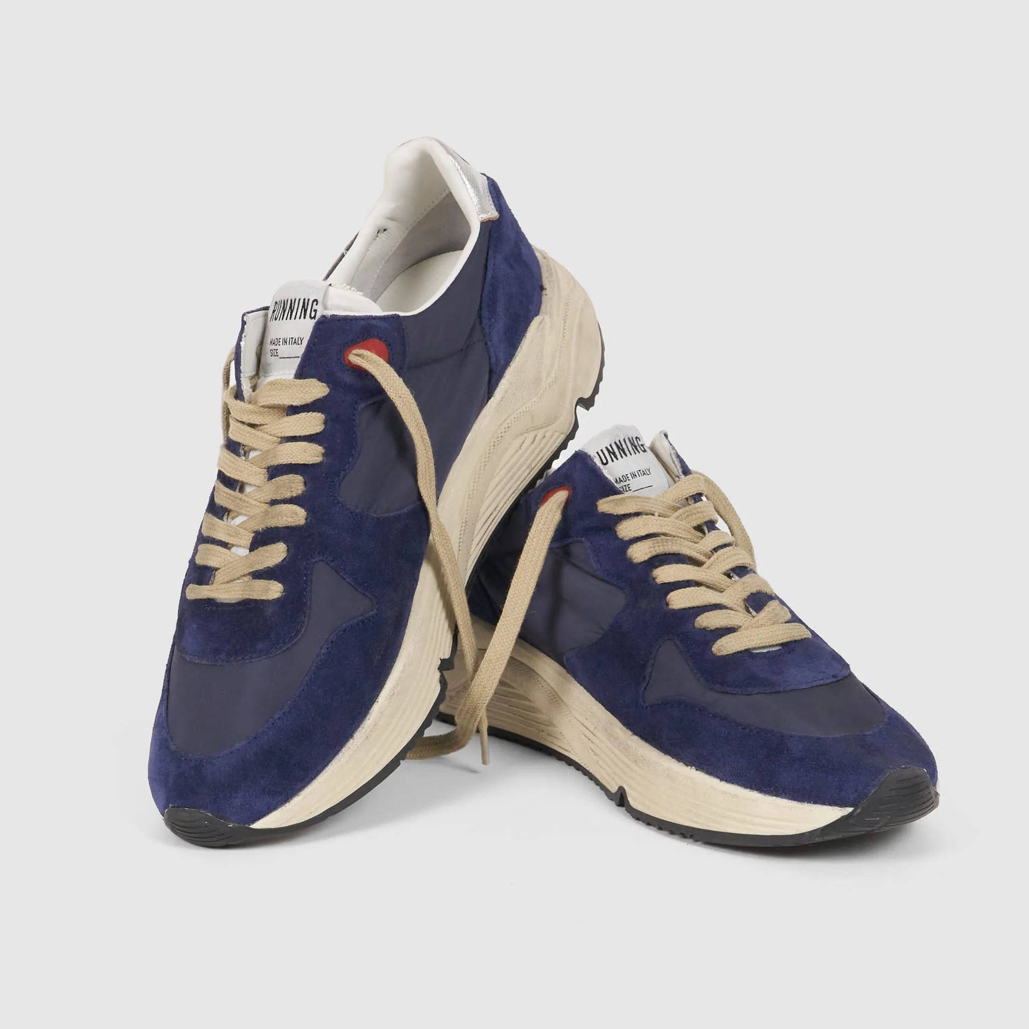 Golden Goose Running Sole Blue Mustard White Sneakers