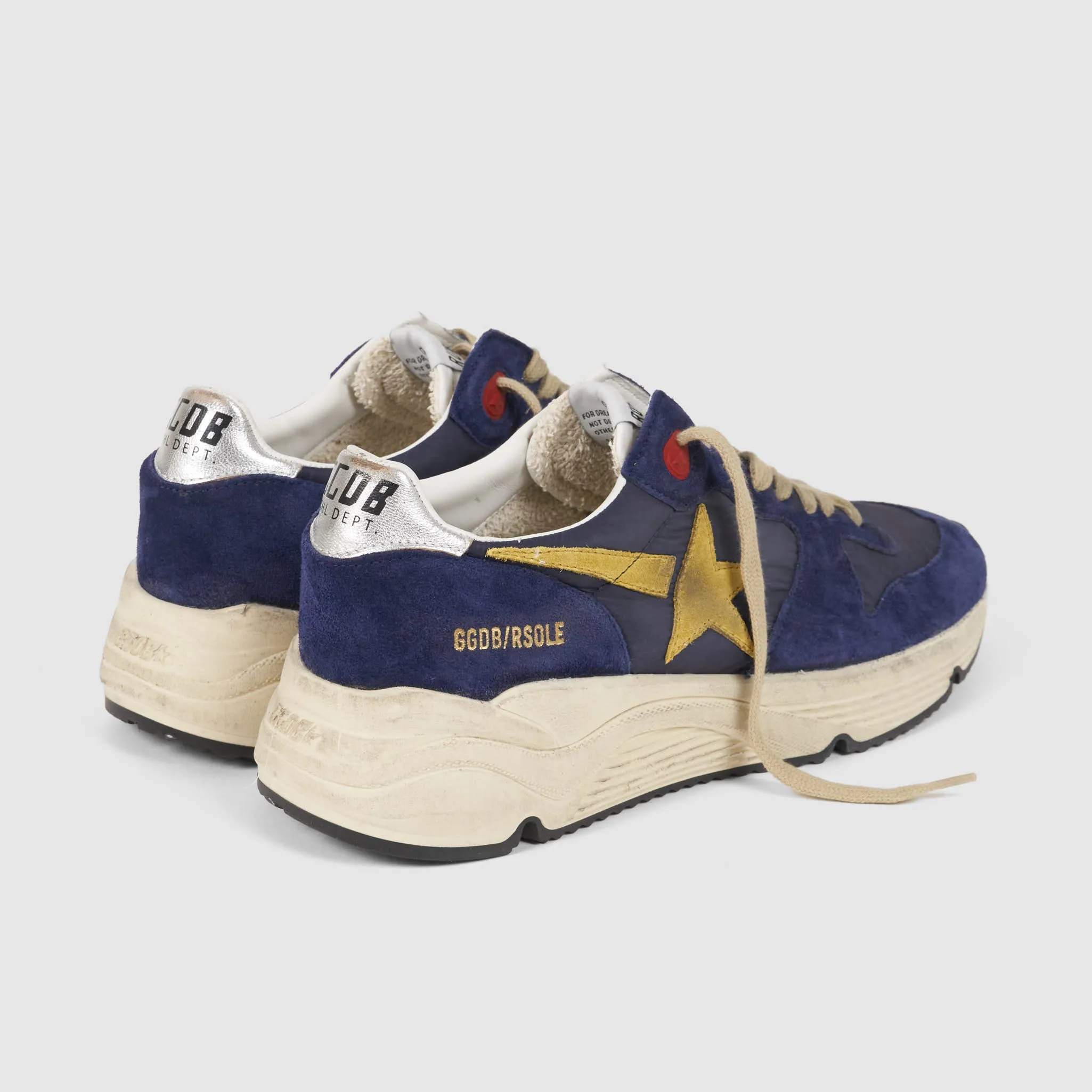 Golden Goose Running Sole Blue Mustard White Sneakers