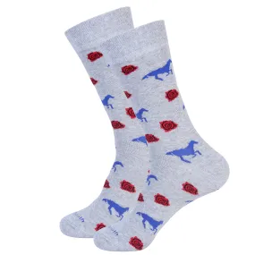Horses and Roses Grey Socks