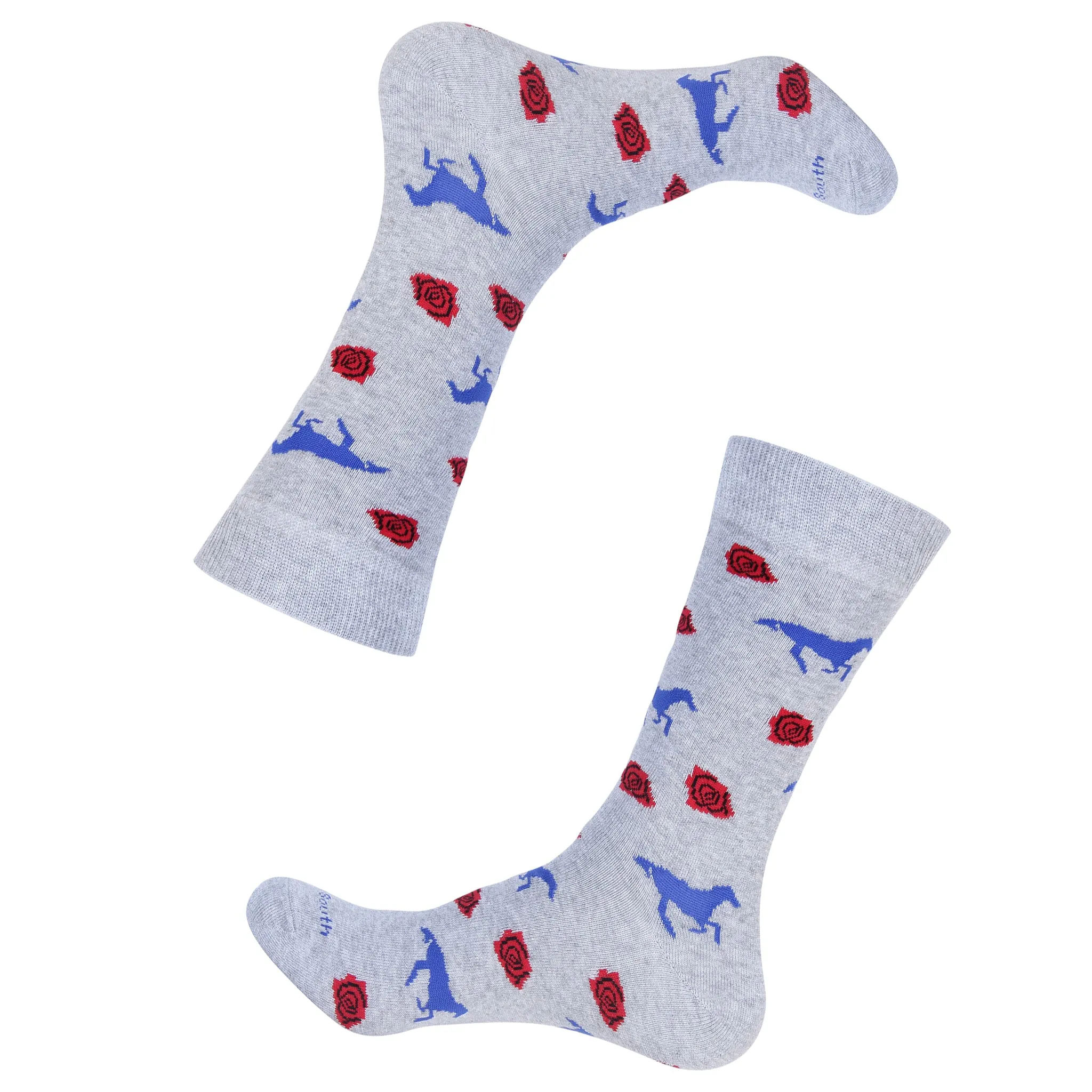 Horses and Roses Grey Socks