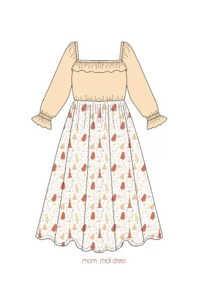 Khaki Christmas Tree Applique Women Dress