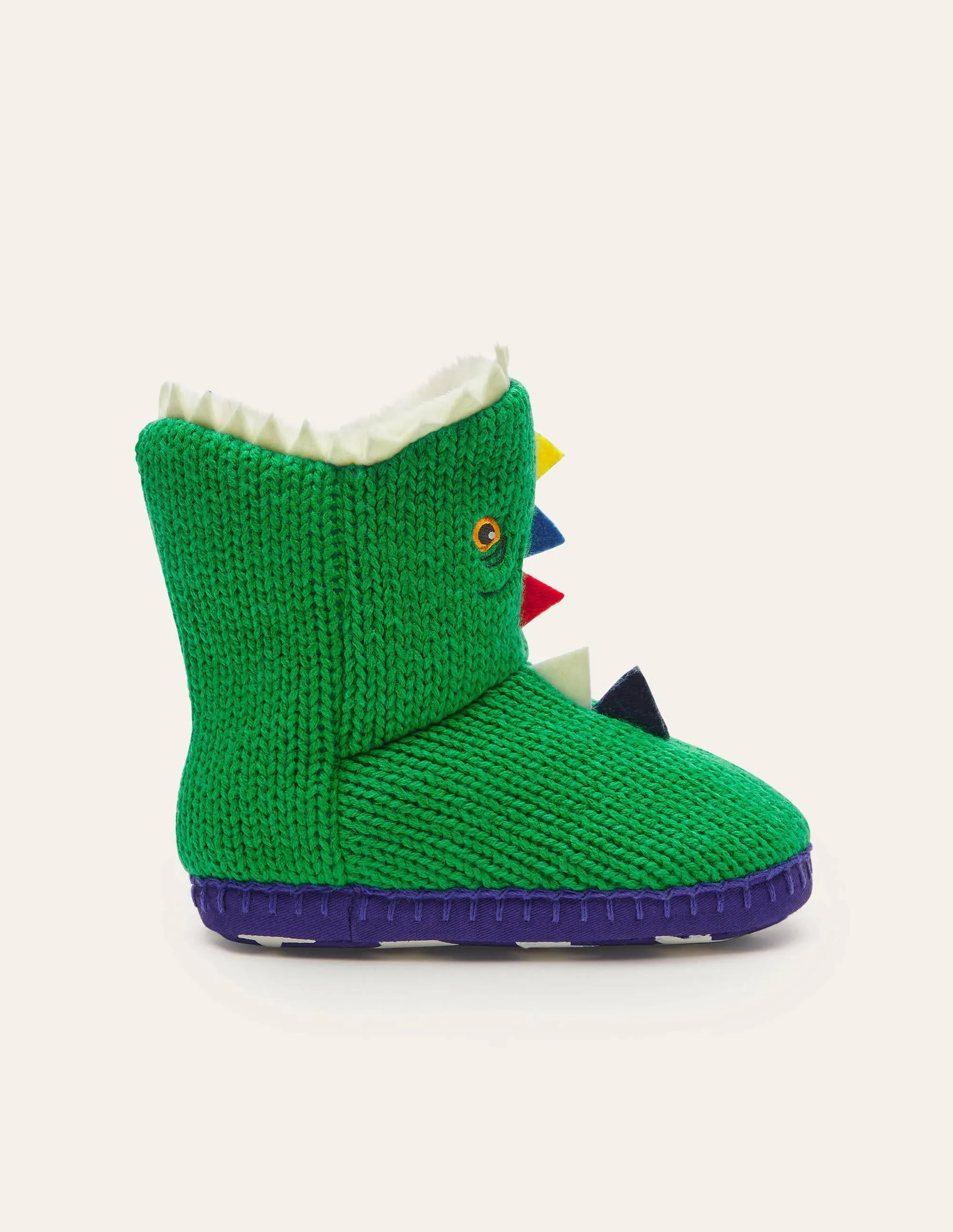 Knitted Dinosaur Slippers-Highland Green