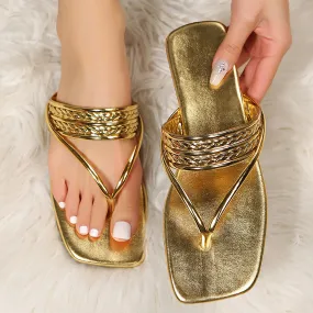 Leather Square Toe Sandals