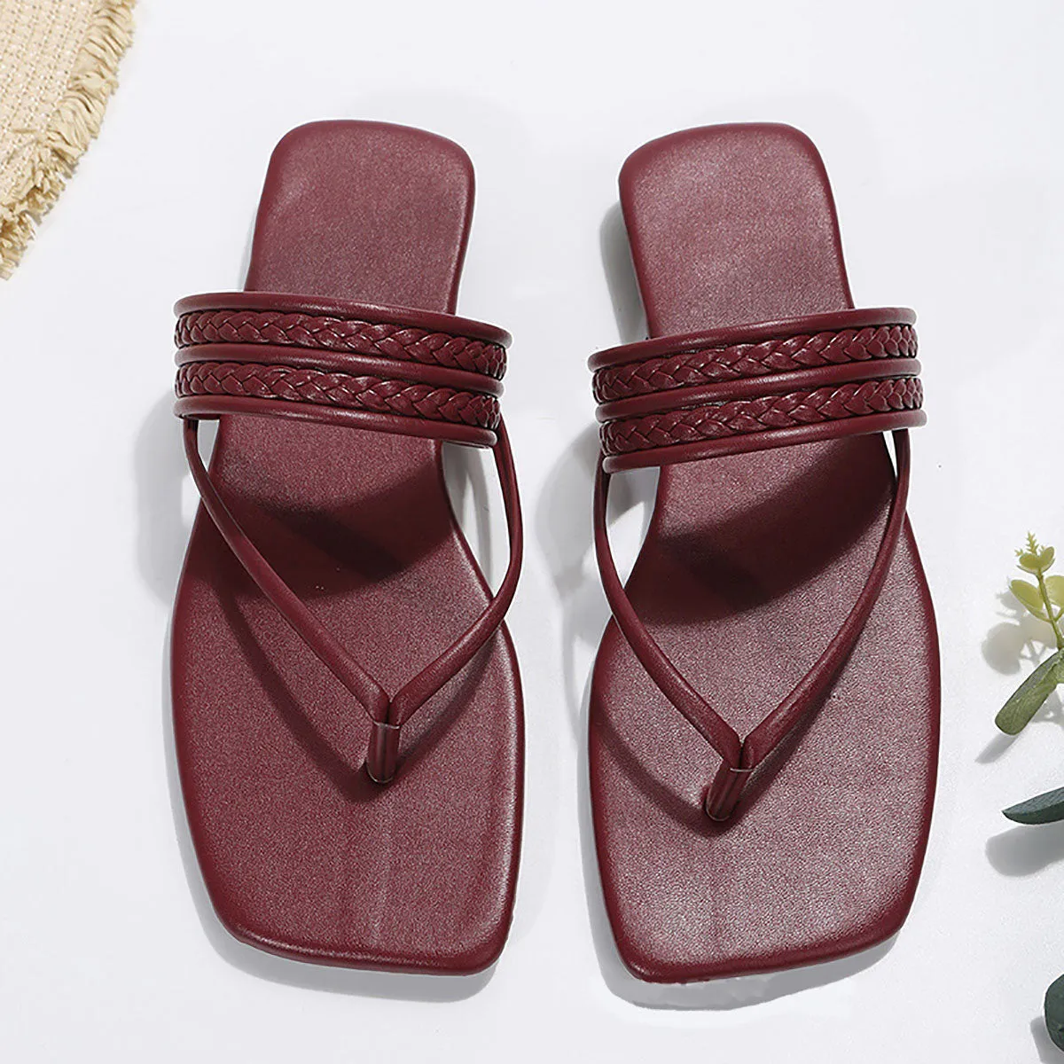Leather Square Toe Sandals