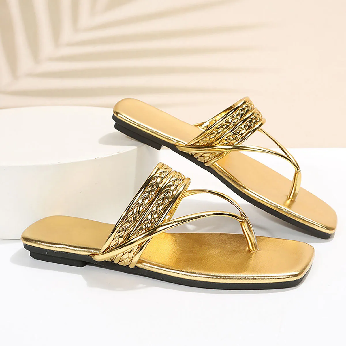 Leather Square Toe Sandals