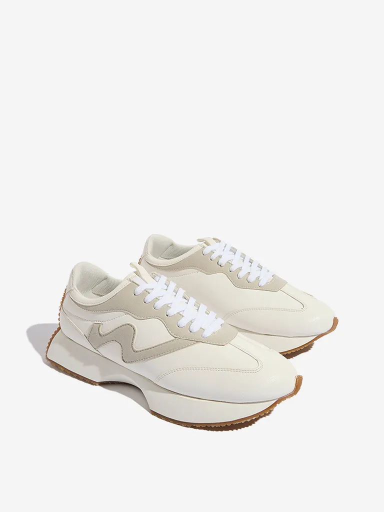 LUNA BLU Off-White Chunky Lace-Up Sneakers