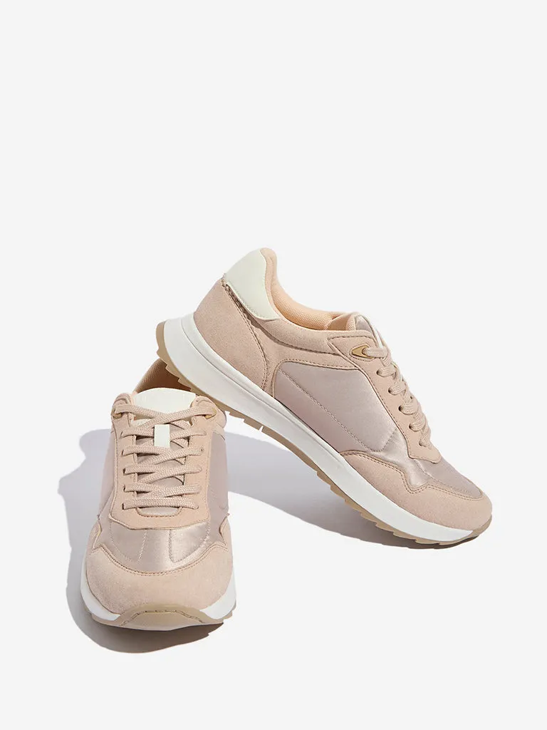 LUNA BLU Peach Lace-Up Sneakers
