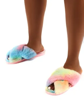 Mallow Multi Fluffy Cross Strap Slippers