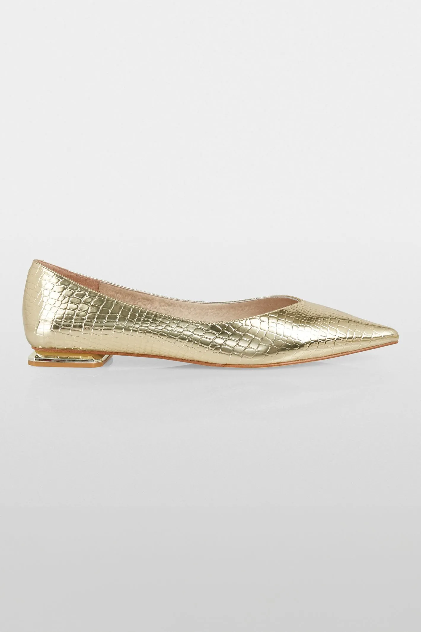 Marc Cain Shoes Gold Flat Crocodile Embossed XG SF.01 Z03 415