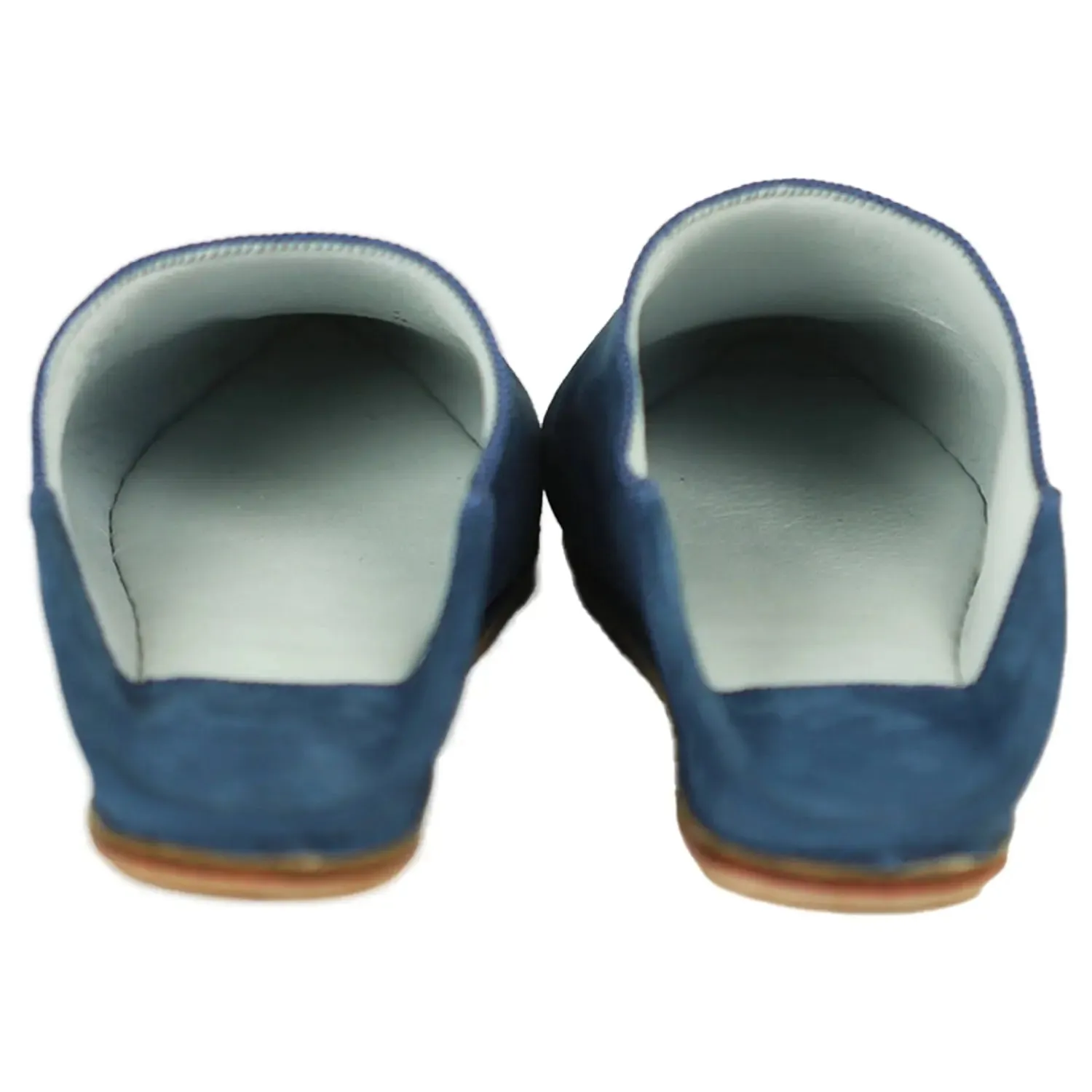 Men's Pointed Suede Blue Moroccan Babouches Leather Slippers