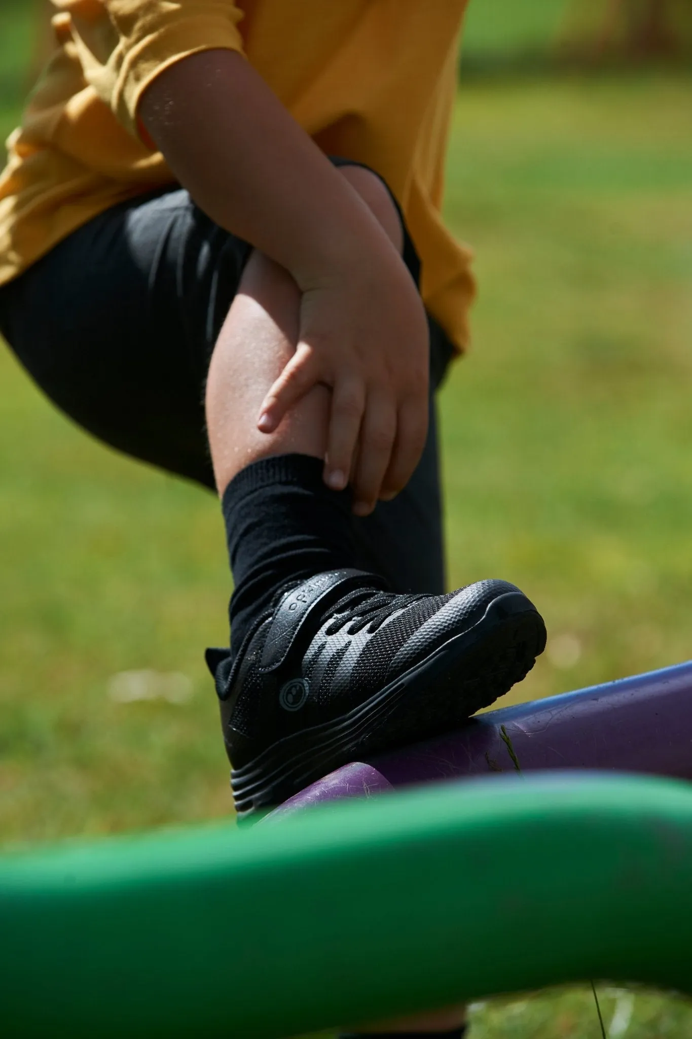 Mesh Top School Trainer Easy Fasten Black