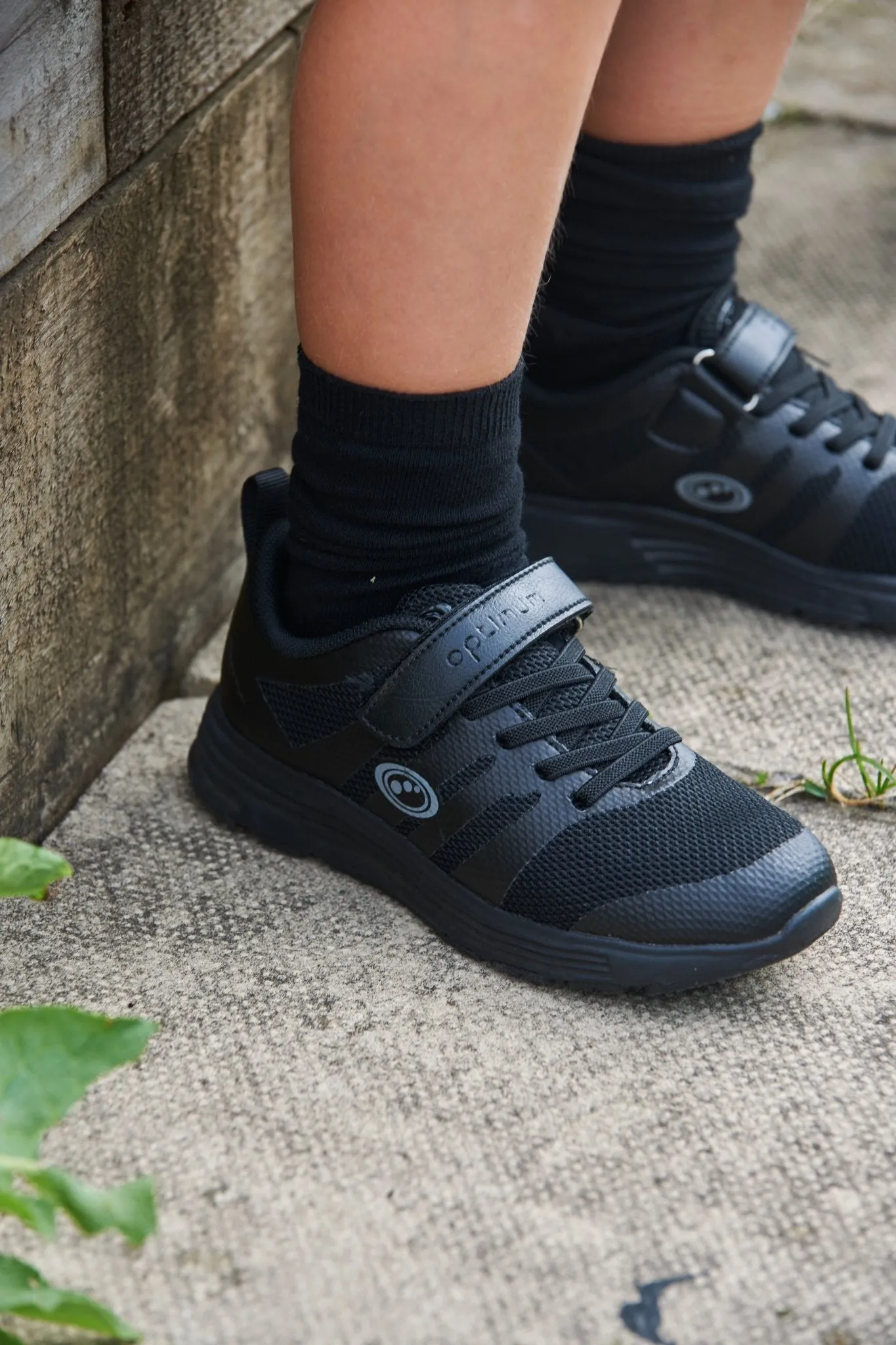 Mesh Top School Trainer Easy Fasten Black