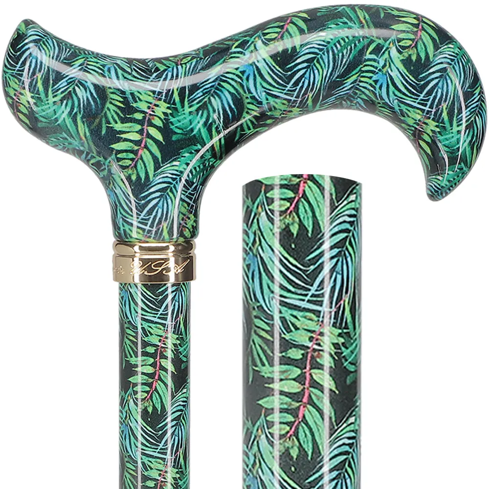 Midnight Breeze Designer Derby: Natural Green Patterned Handle