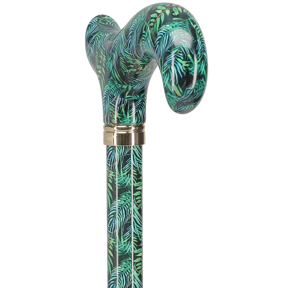 Midnight Breeze Designer Derby: Natural Green Patterned Handle