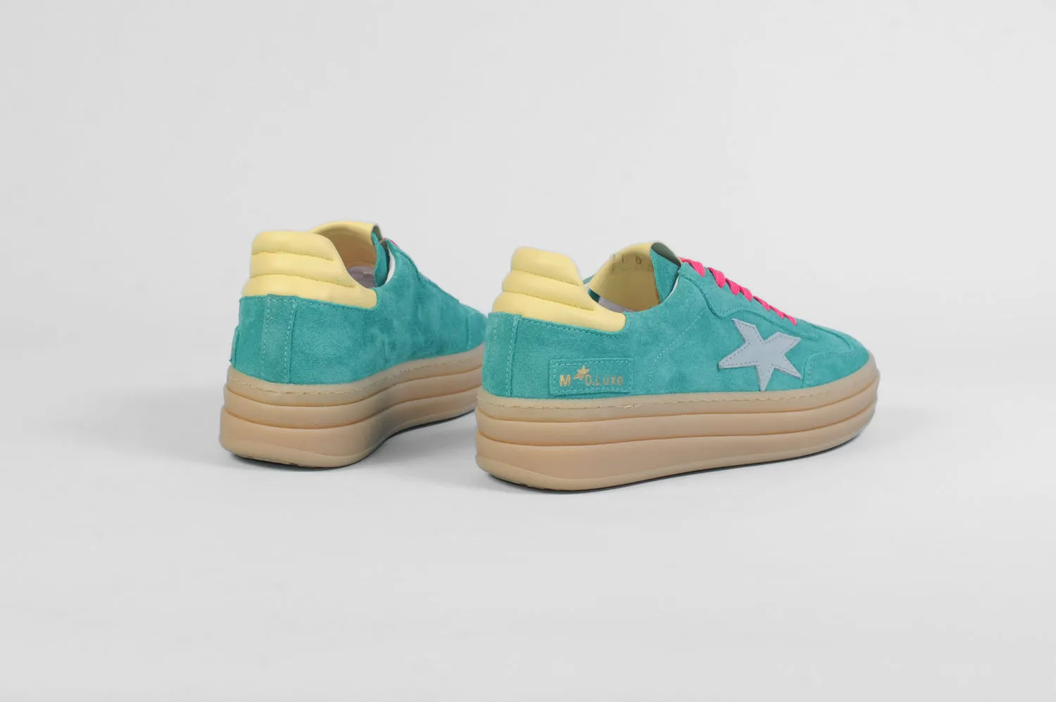 Méliné - 526 Z Green and Pink Retro Trainer