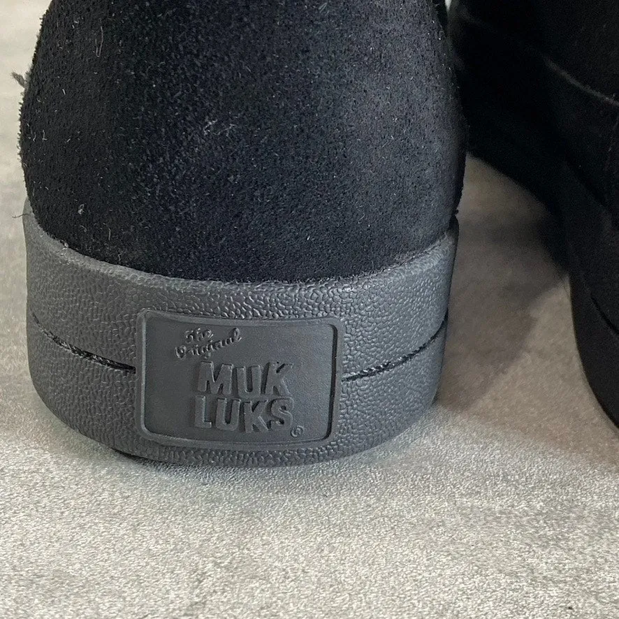 MUK LUKS Women's Black Street Queens Memory Foam Round-Toe Slip-On Boots SZ 8.5