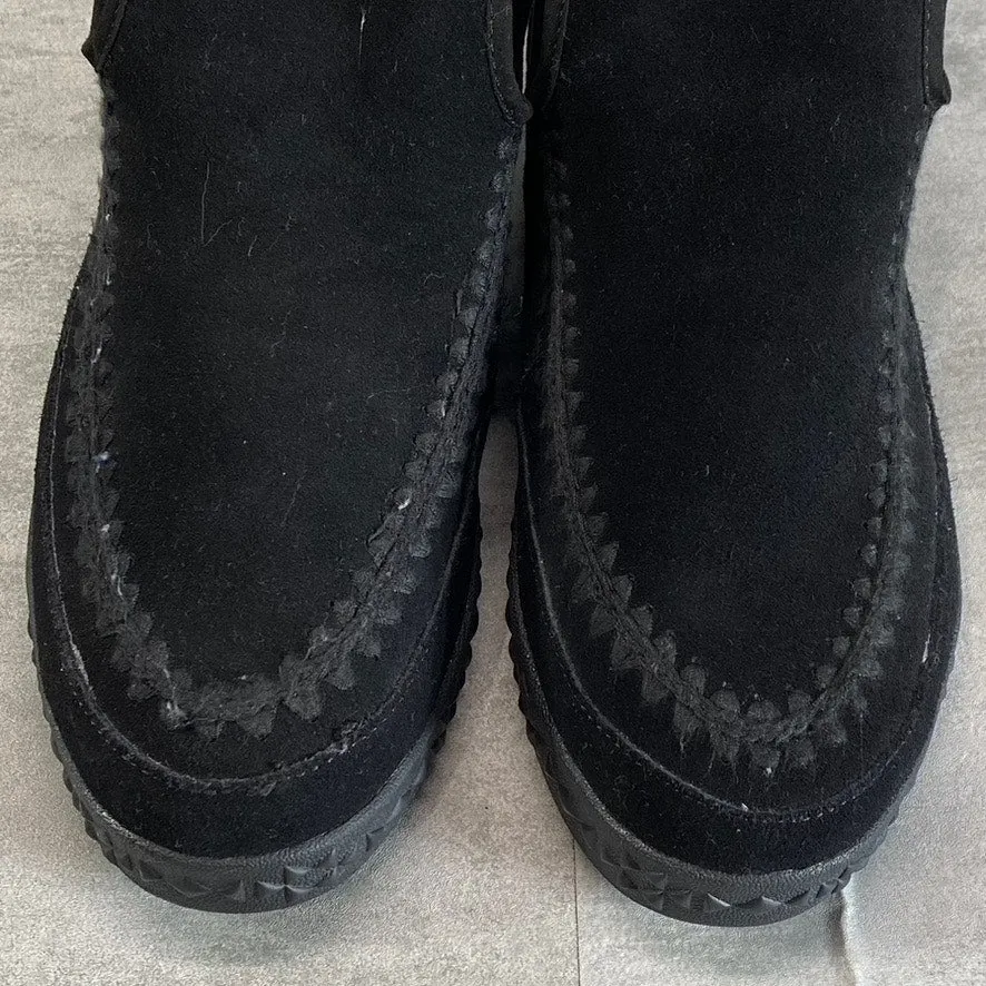 MUK LUKS Women's Black Street Queens Memory Foam Round-Toe Slip-On Boots SZ 8.5