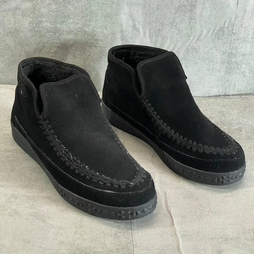 MUK LUKS Women's Black Street Queens Memory Foam Round-Toe Slip-On Boots SZ 8.5