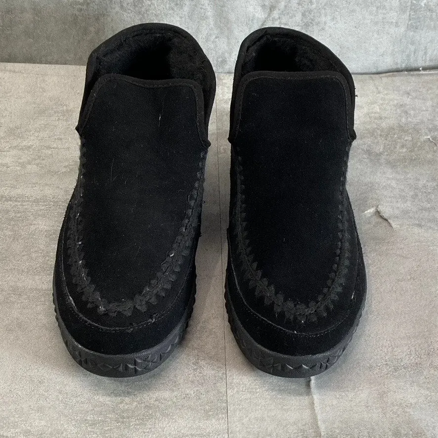 MUK LUKS Women's Black Street Queens Memory Foam Round-Toe Slip-On Boots SZ 8.5
