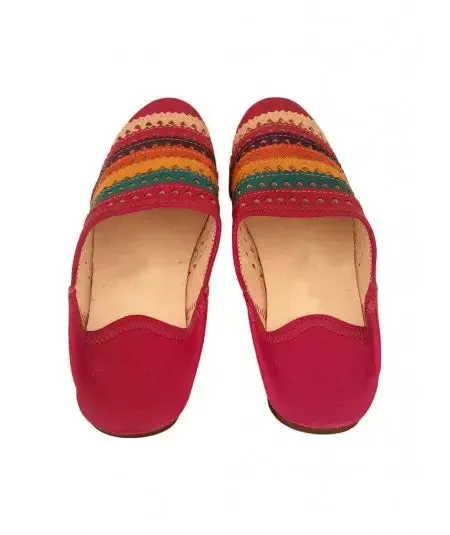 Multicolored leather and wool slippers