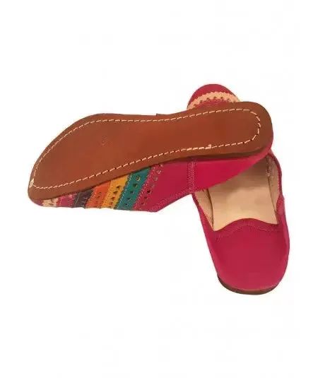 Multicolored leather and wool slippers