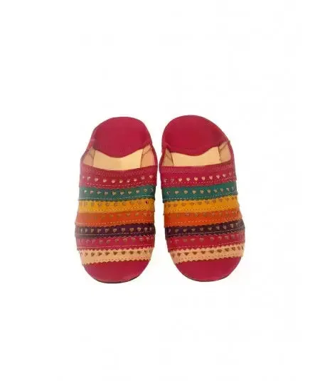 Multicolored leather and wool slippers