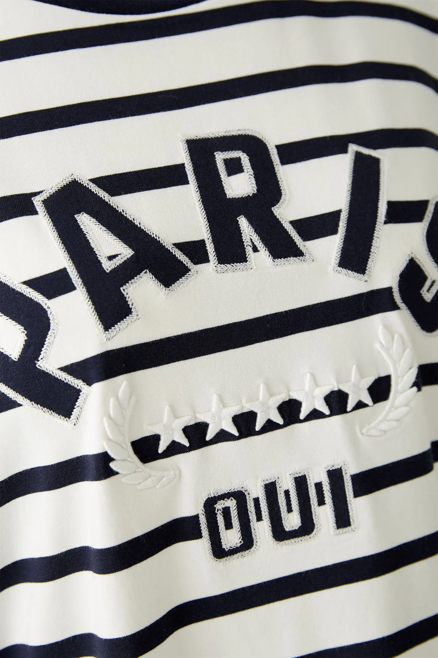 Oui 91839 White Blue Stripe Paris Motif T-Shirt
